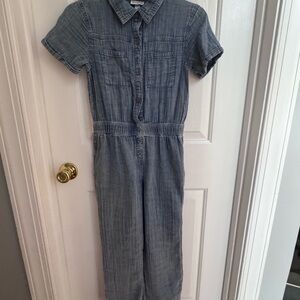 Chambray Button-Front Jumpsuit - Blue